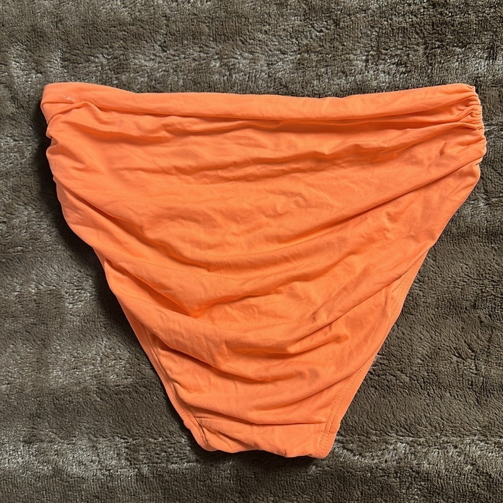 CARMEN MARC VALVO Ruffle Bandeau Bikini Set Sun Coral Sz Med - Picture 7 of 10